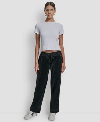 Petite Drawstring-Waist Velour Pants
