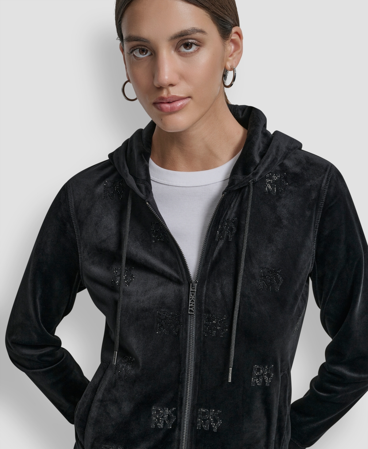 Dkny Jeans Petite Logo Detail Long Sleeve Hoodie