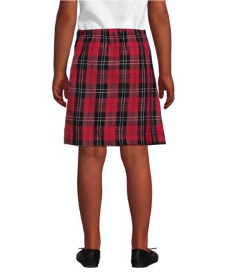 Big Girls School Uniform Plaid A Line Tab Skort Top of Knee