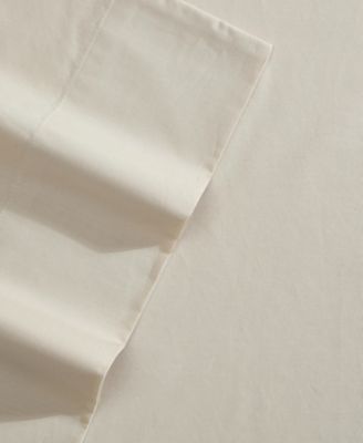 Solid Cotton Percale 4-Piece Sheet Set, Queen