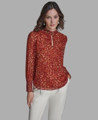 Women's Printed Mock Neck Top