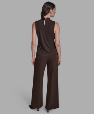 Women's Sleeveless Ruffle Front Blouse