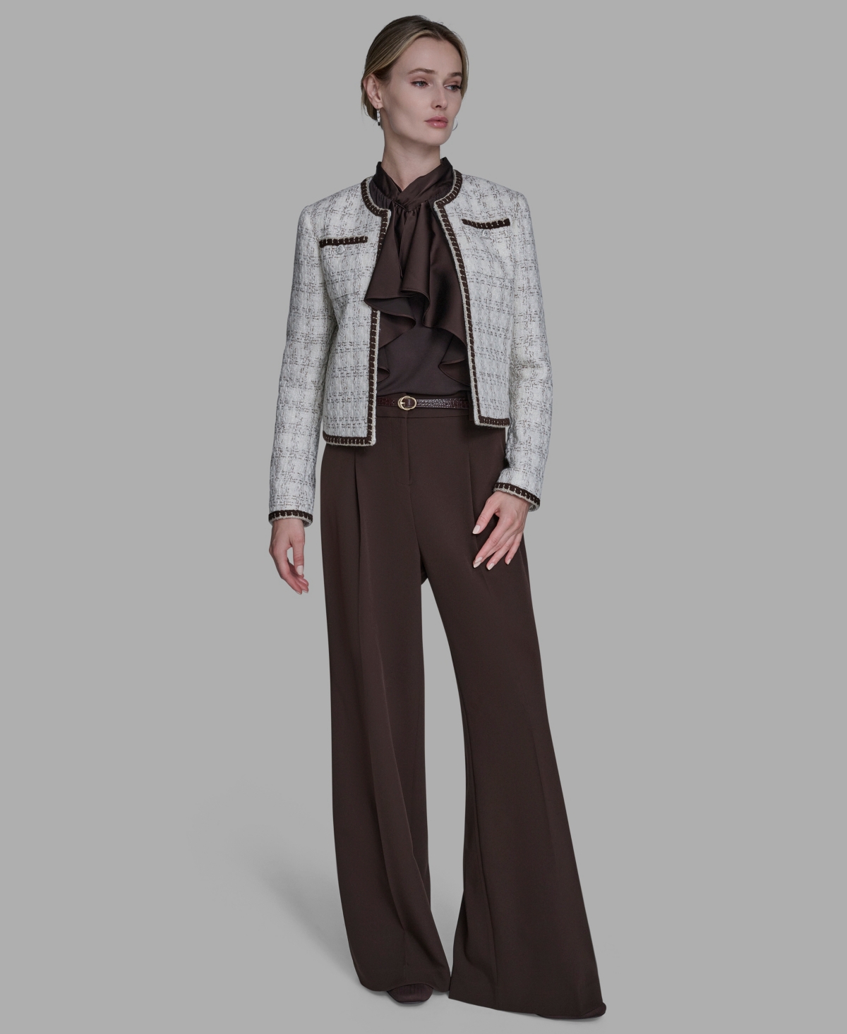 Bcbg Women's Tweed Open-front Jacket In White