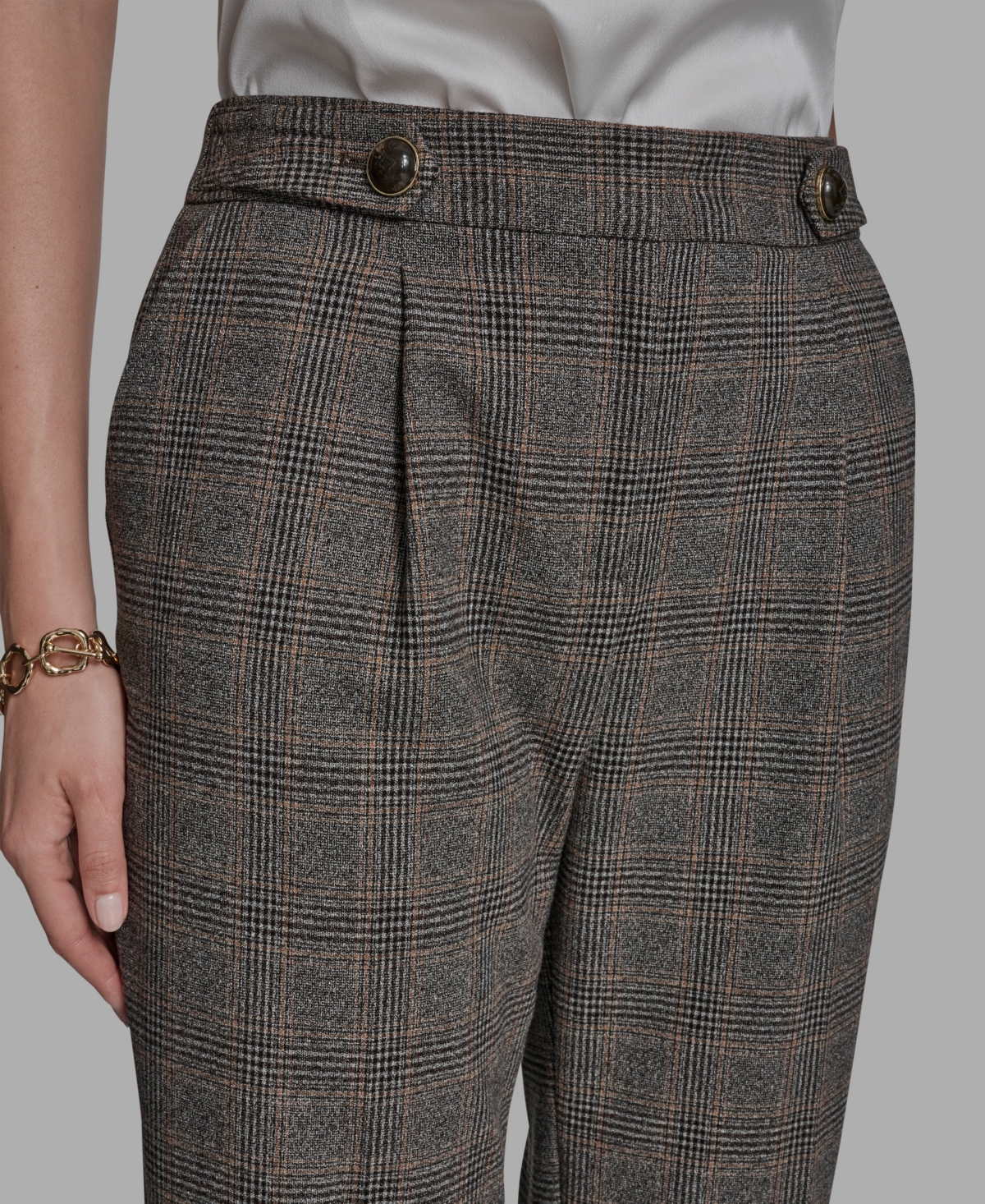 Bcbg Women's Pleated Wide Leg Full Length Pants In Gray