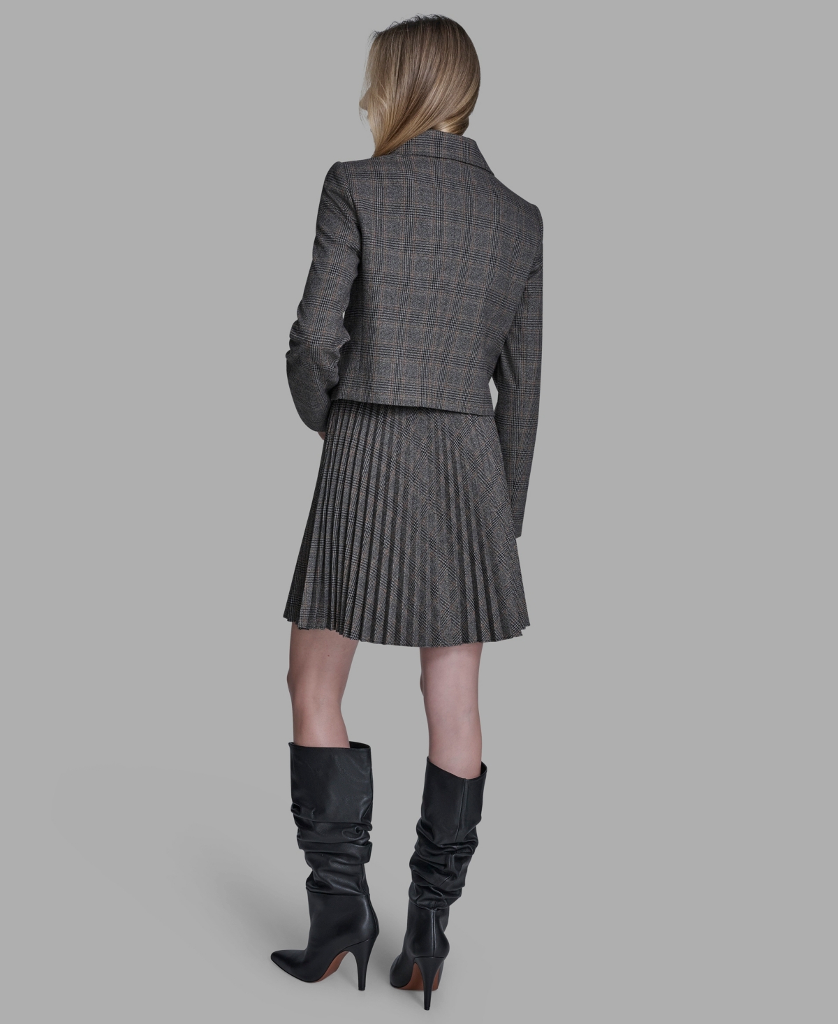 Bcbg Women's Novelty Plaid Button Down Jacket In Gray