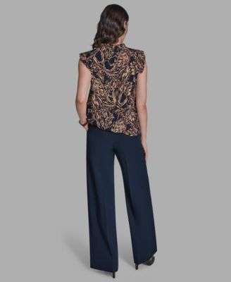 Women's Printed Mock Neck Blouse