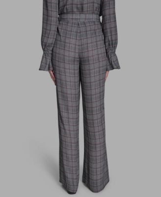 Women's Plaid Wide-Leg Pants
