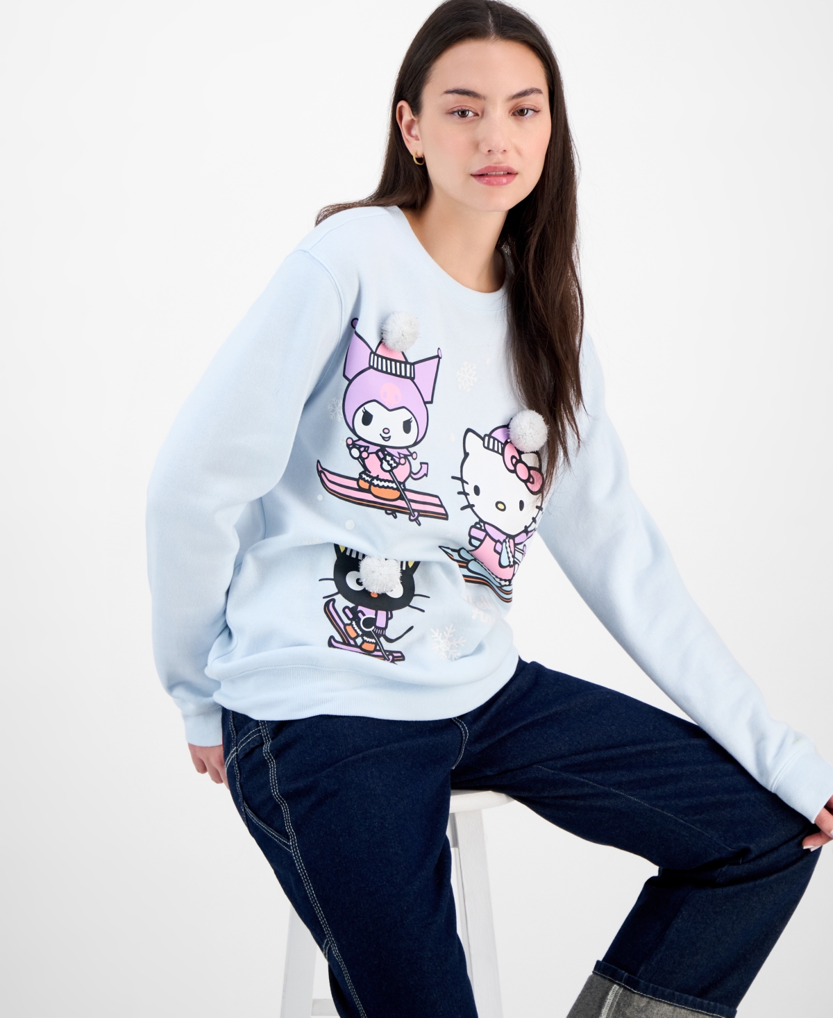 Love Tribe Juniors' Hello Kitty & Friends 3D Applique Graphic Sweatshirt