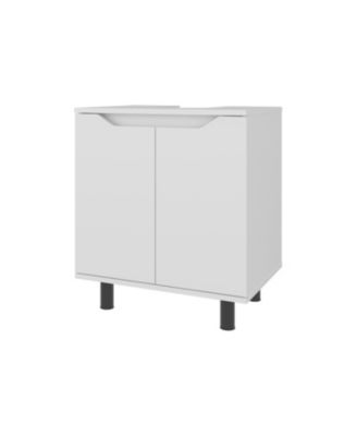 Londres Bathroom Vanity Cabinet for Pedestal Sink – Freestanding Storage Unit with Double Doors, Internal Shelves, and Open Back Design for Small Spaces,White