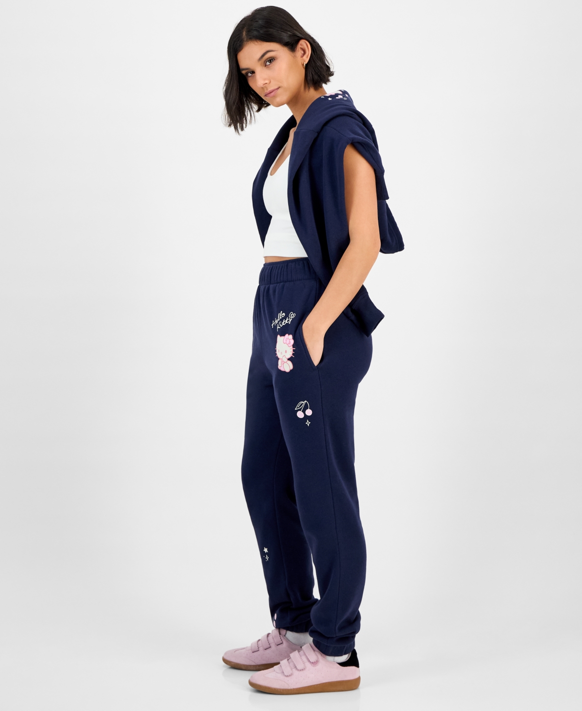Grayson Threads, The Label Juniors' Hello Kitty Fleece Joggers In Blue