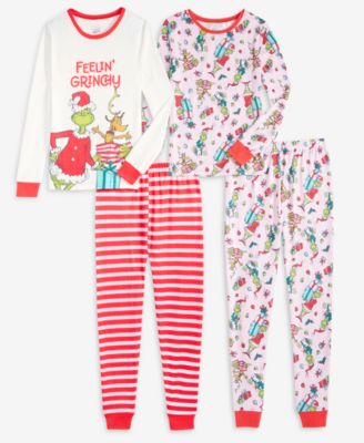 GRINCH - Girls' 4-10 Long-Sleeve Tops and Pants, 4-Piece Set
