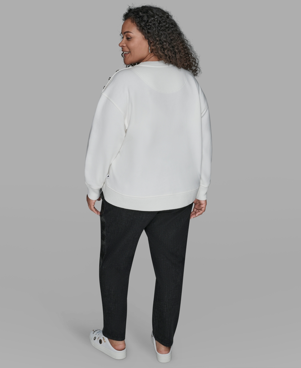 Karl Lagerfeld Paris Plus Eiffel Tower Crewneck Fleece Sweatshirt