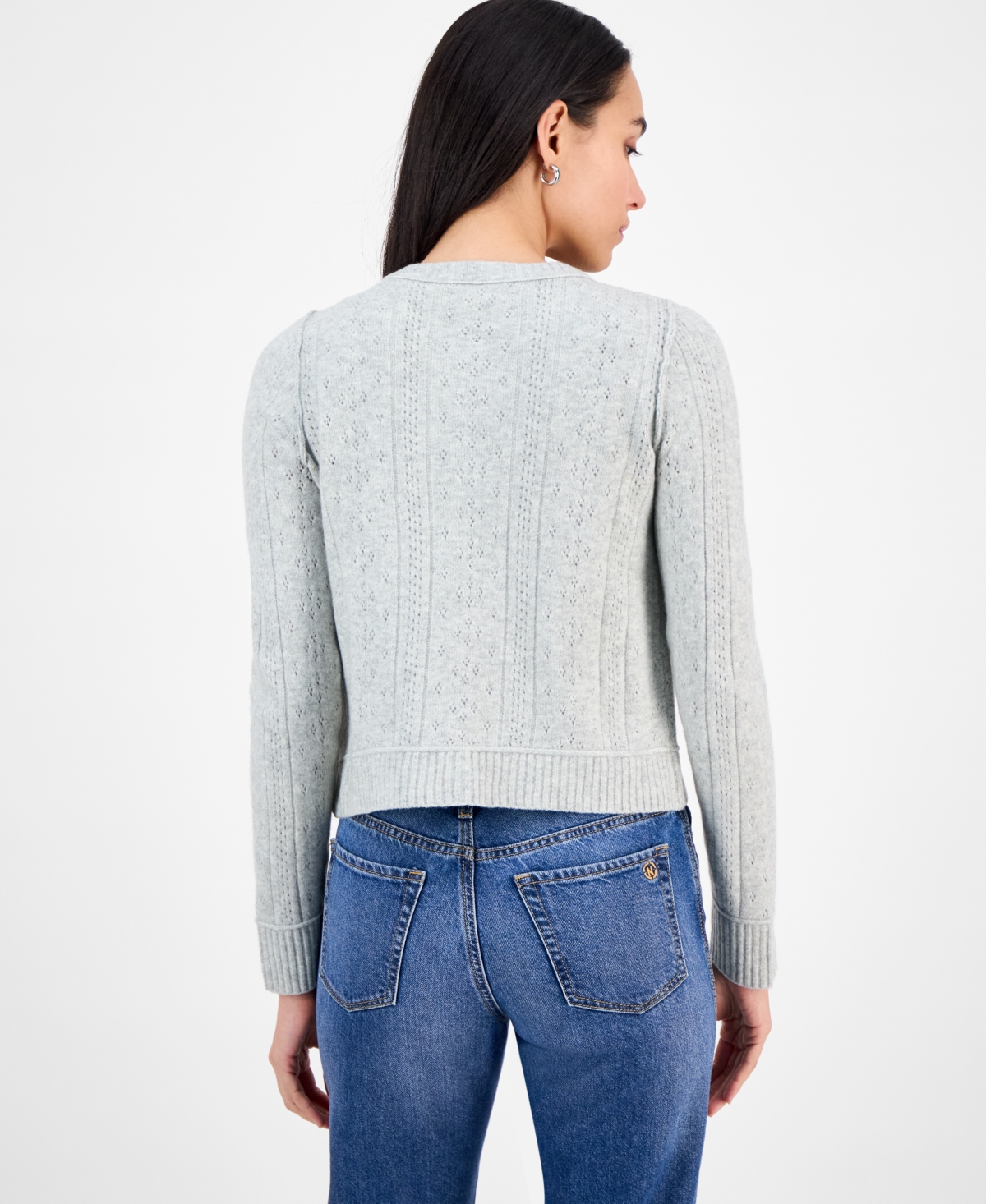 Lucky Brand Women's Pointelle Cardigan In Gray
