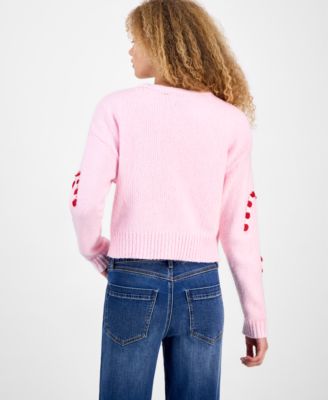 Juniors' 3D Candy Cane Cropped Cardigan