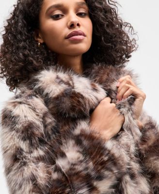 Women's Calico Faux-Fur Jacket, Macy's Exclusive