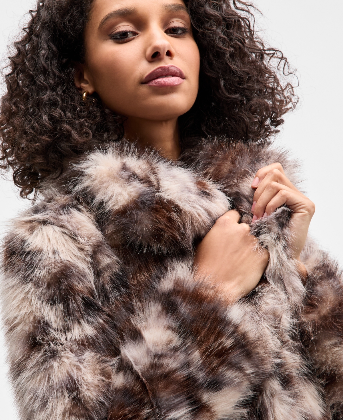 Bar Iii Women's Calico Faux-Fur Jacket, Macy's Exclusive