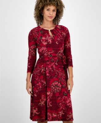 Women's Printed 3/4-Sleeve Midi Dress
