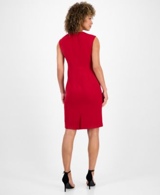 Women's Sleeveless Seamed Waist Sheath Dress, Regular & Petite