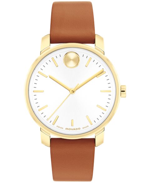 Женские часы Movado Bold Access Swiss Quartz Cognac Leather Watch, 34mm