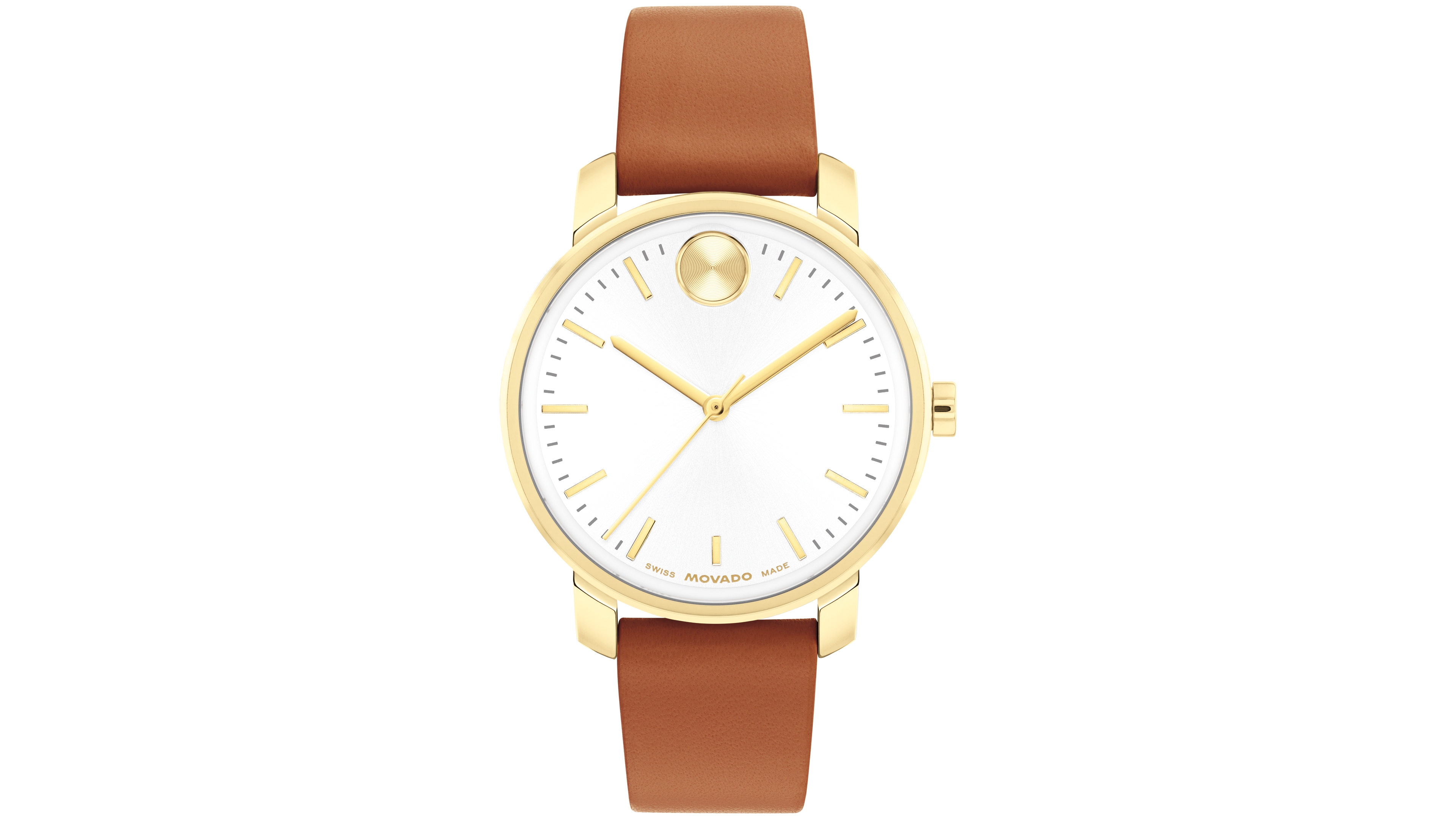 Movado Women's Bold Access Swiss Quartz Cognac Leather Watch, 34mm