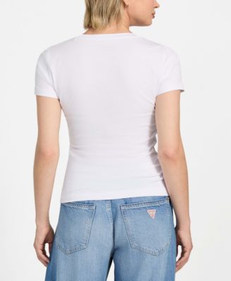 Women's Embroidered Rhinestone Logo T-Shirt