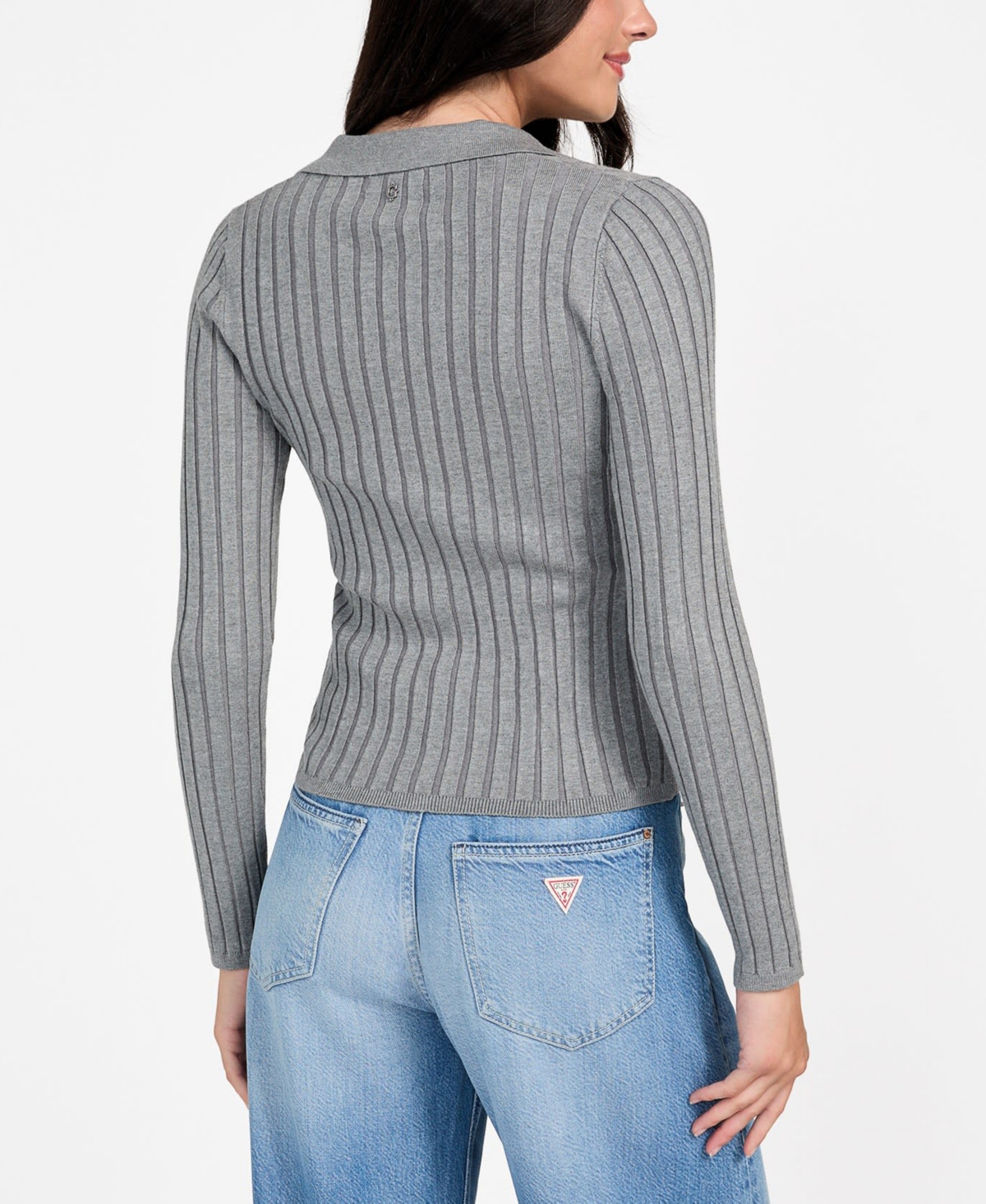 Guess Miranda Rib Cardigan In Gray
