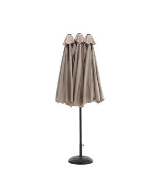 15 Ft Double Sided Rectangular Patio Umbrella with Crank Khaki