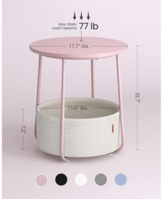 Round Side Table with Fabric Basket