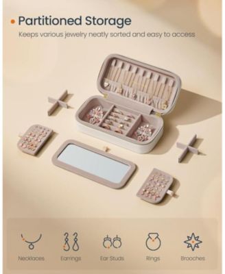 Travel Jewelry Case – Compact Jewelry Box with Mirror, Cloud White