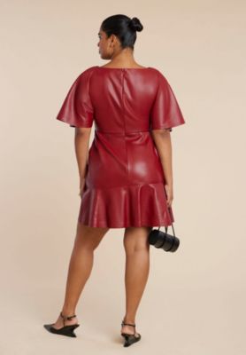 Women's Plus Size Drapey Faux Leather Mini Dress