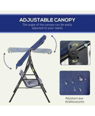 67 Inch 3-Seat Patio Swing Chair with Adjustable Canopy and Cushions