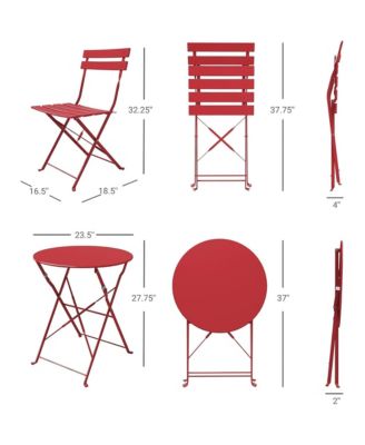 3-Piece Bistro Set, Folding Outdoor Patio Furniture Set with 2 Powder-Coated Steel Chairs & 1 Table