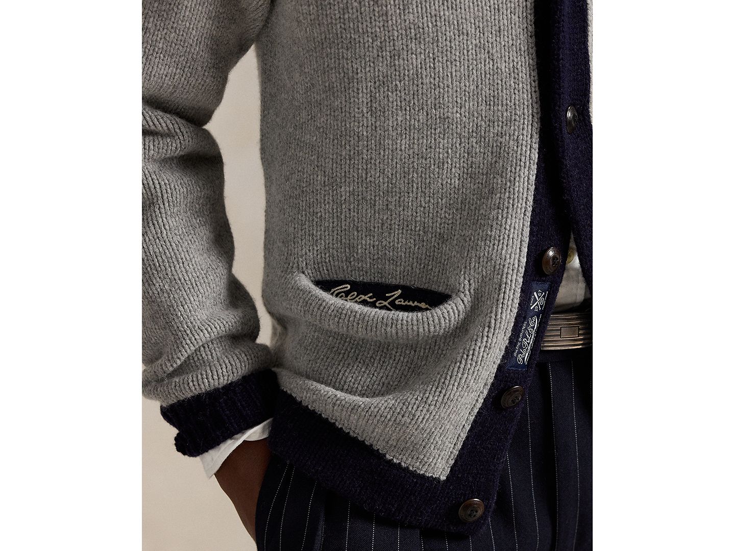 Мужской кардиган Polo Ralph Lauren Yankees, цвет: Серый комбинированный — фото 4