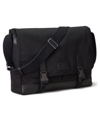 Men's Leather-Trim Travel Messenger Bag