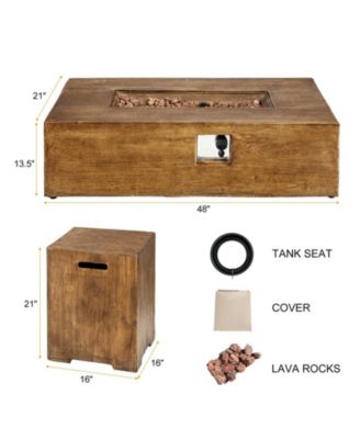 2 Piece Outdoor Propane Fire Pit Table Set