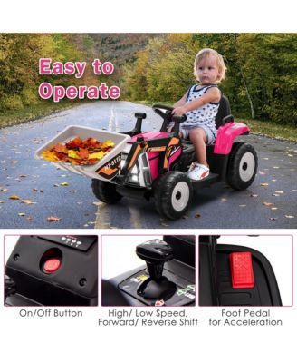 Kids Ride On Excavator Digger 12V Electric Tractor RC w/ Digging Bucket