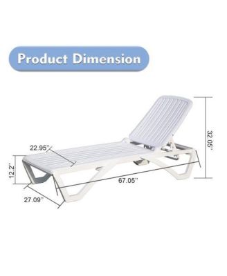 Adjustable Pool Lounge Chair with Wheels and 5-Position Backrest