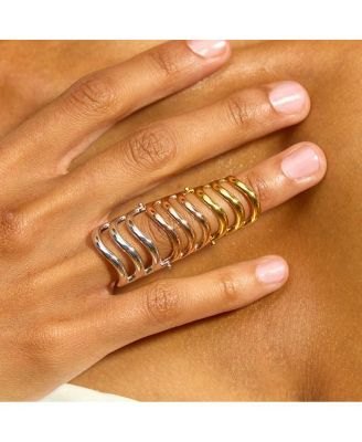 Tri Tone Waterfall Armour Ring
