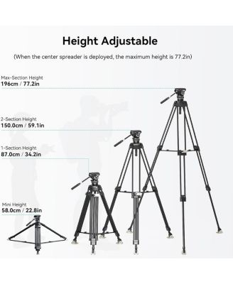 FreeBlazer AD-100 3-Section Heavy-Duty Carbon Fiber Tripod Kit with Ground Spreader