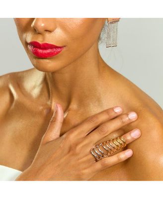 Tri Tone Waterfall Armour Ring