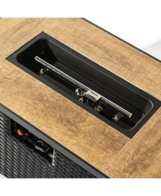 32 Inch Rectangular Wicker Fire Pit Table with 50000 BTU Burner and Ceramic Top