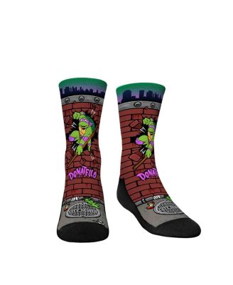 Rock Em Socks - Big Boys and Girls Teenage Mutant Ninja Turtles Donatello Breakout Crew Socks