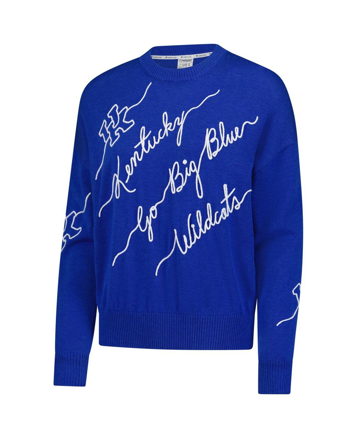 Kadyluxe Royal Kentucky Wildcats Love Note Embroidered Pullover Sweater In Blue