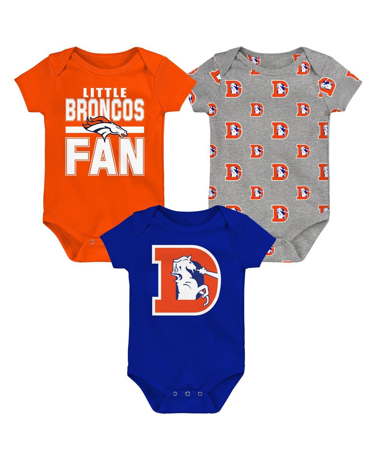 Outerstuff Newborn 3-piece Denver Broncos Little Tike Bodysuit Set In Multi