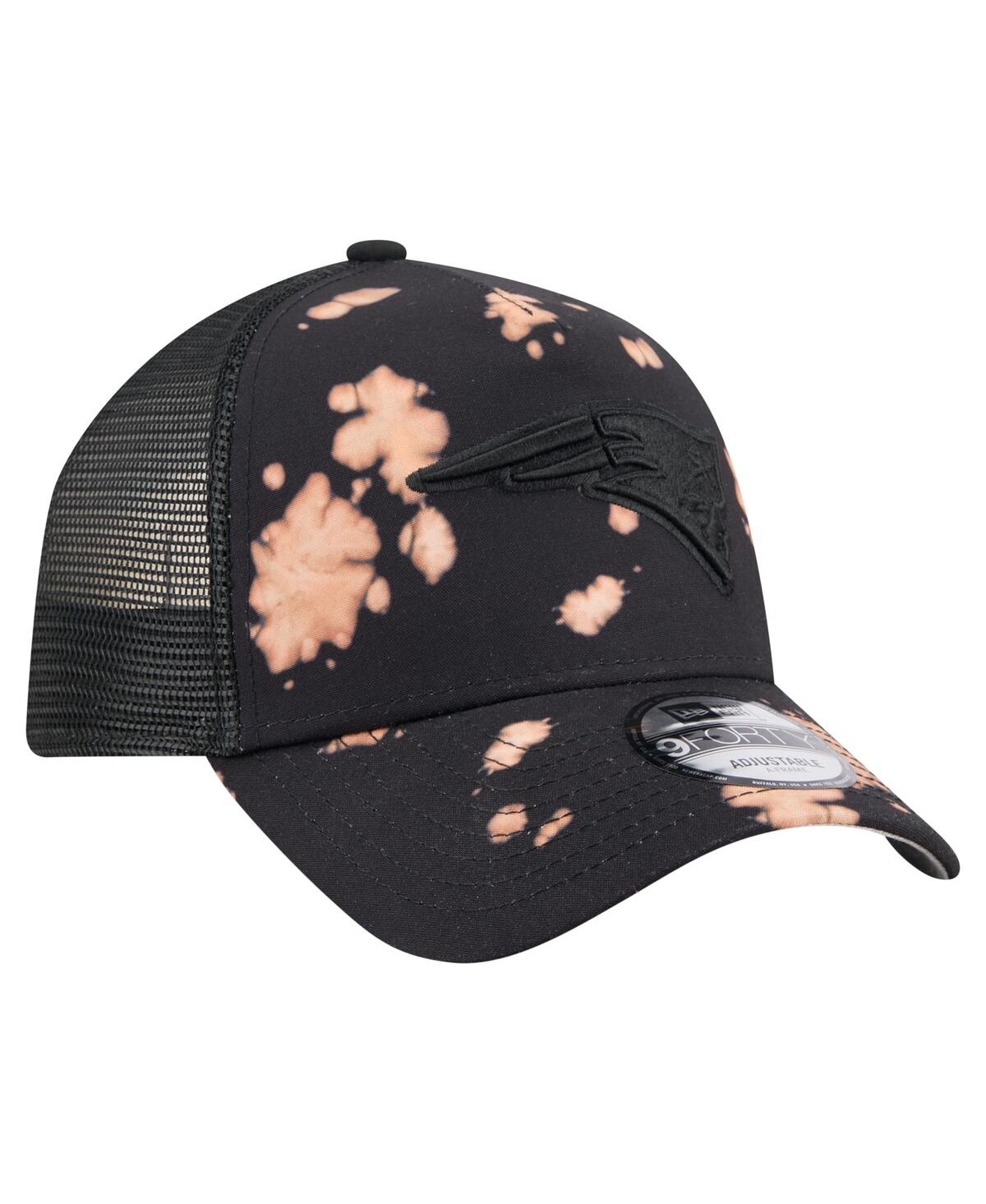 New Era Men'sâ Black New England Patriots Bleached 9forty A-frame Adjustable Hat In Black