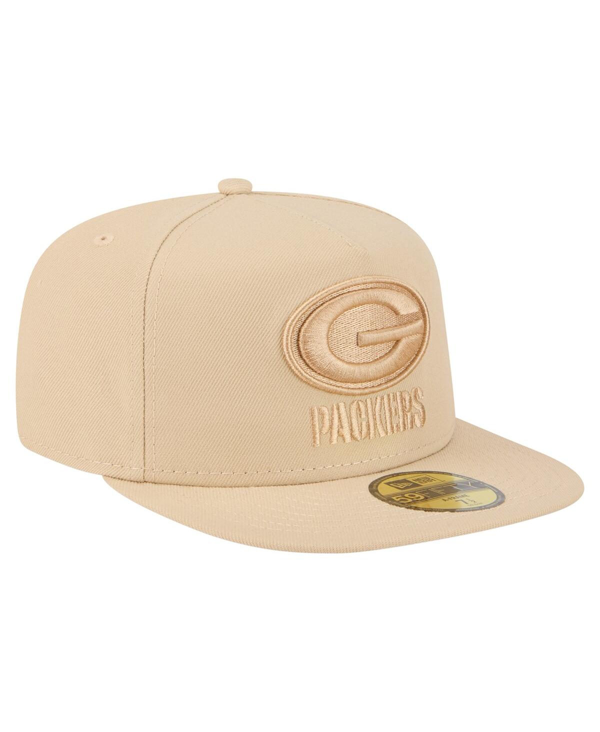 New Era Men'sâ Light Beige Green Bay Packers Color Pack A-frame 59fifty Fitted Hat In Neutral