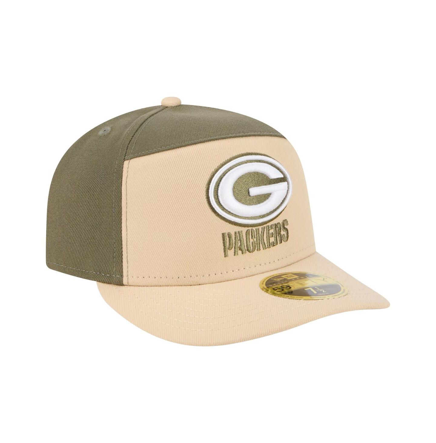 Мужские головные уборы New Era Light Beige/Olive Green Bay Packers Two-Tone Color Pack Split Panel 59FIFTY Fitted Hat — фото 4