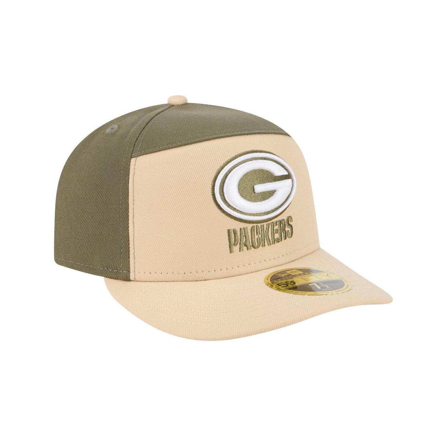 Men's Light Beige/Olive Green Bay Packers Two-Tone Color Pack Split Panel 59FIFTY Fitted Hat