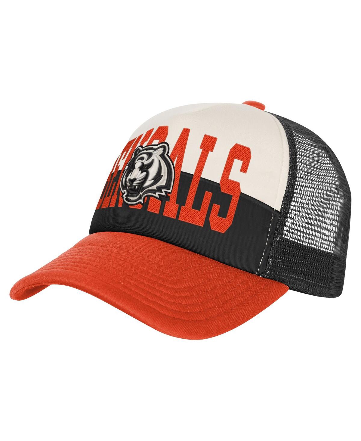 Outerstuff Big Boys And Girls White/orange Cincinnati Bengals Modern Fan Trucker Adjustable Hat In Multi