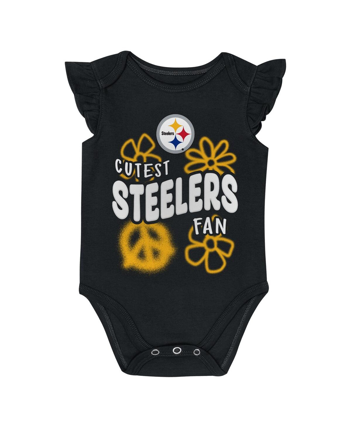 Outerstuff Baby Boys And Girls 2-piece Pittsburgh Steelers The Sunshine Bodysuit Set In Black